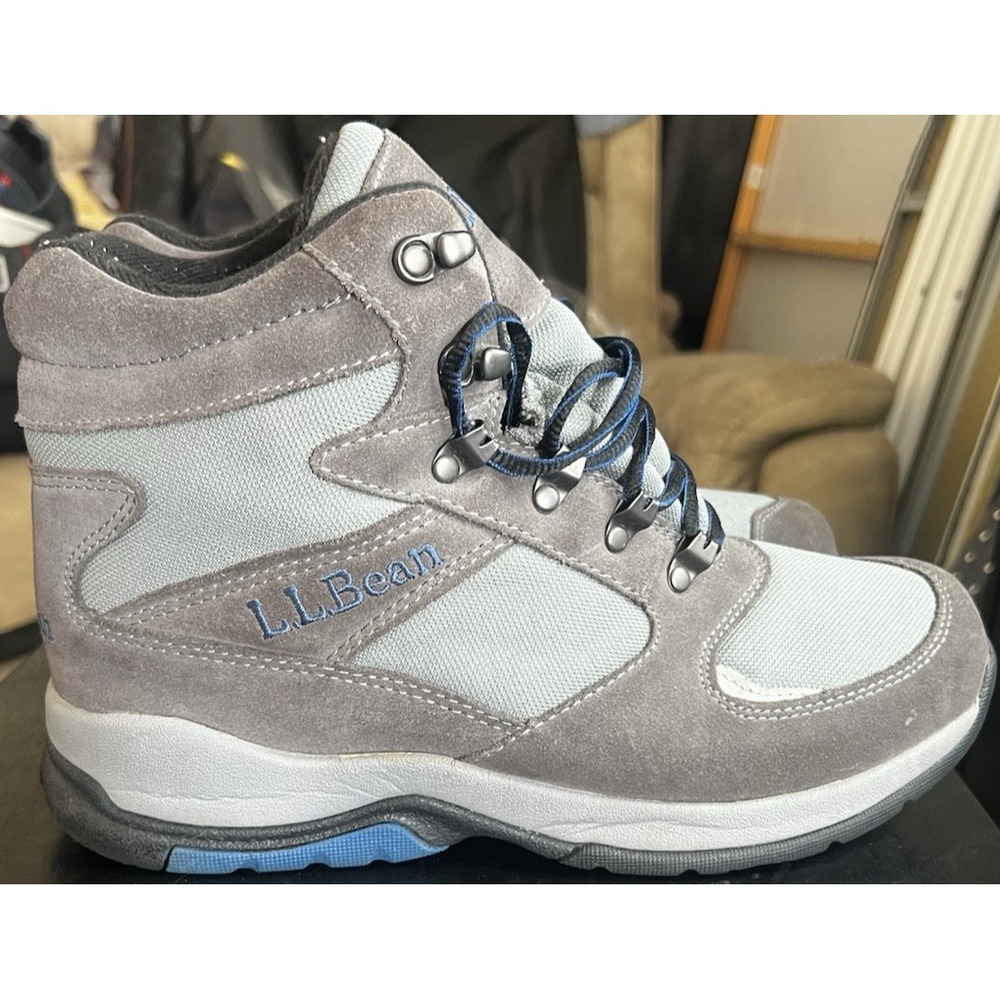 L.L. Bean Hiking Boots Primaloft 200 Gram Gray/Blue Suede Men's Size 9 Wide